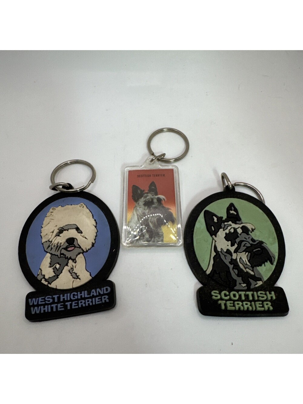 Set If 3 Vintage Keychains - Scottish And Westhighland White Terrier - Dog